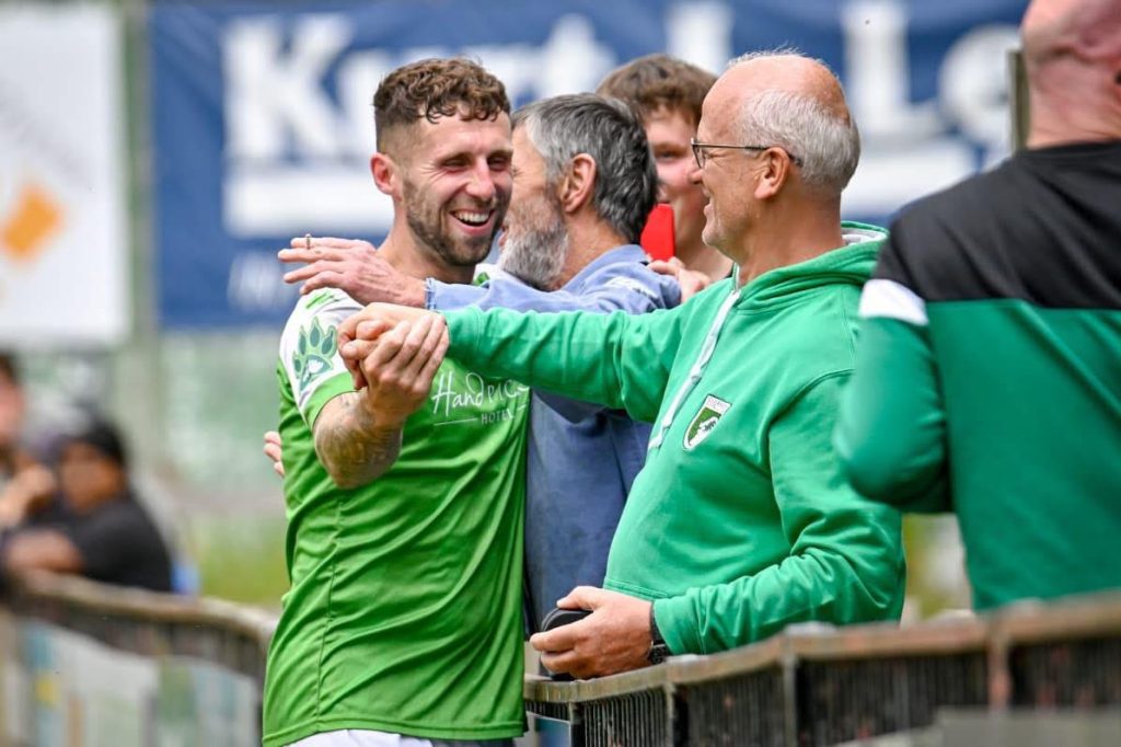 Sam Murray celebrates one of his goals against Bexhill United in the FA Vase