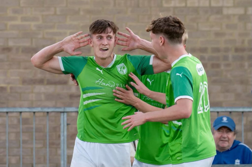 Archie Drillot celebrates his first goal, which turned out to be the winner